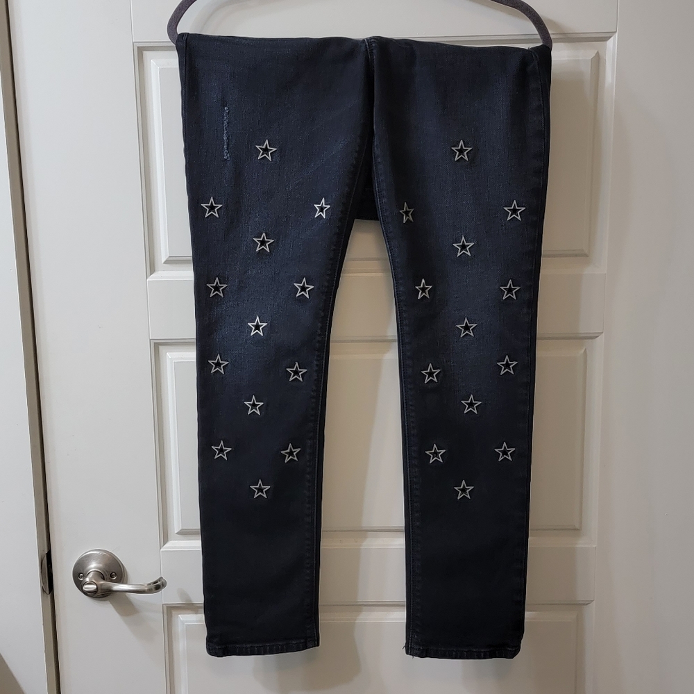 Hudson Riley Grommets Crop Relaxed Straight Leg Jeans
